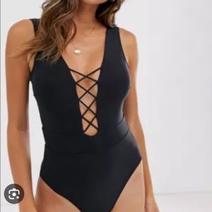 Misguided Lace Up Swimsuit With High Leg | NWT, Size: 2